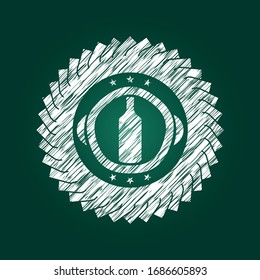 icono de botella dentro del emblema de tiza