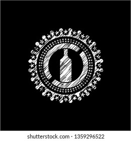 bottle icon inside chalkboard emblem written on a blackboard