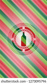 bottle icon inside christmas badge background.