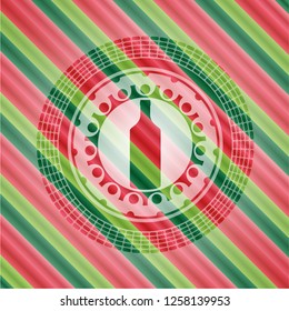 bottle icon inside christmas colors badge.