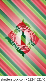 bottle icon inside christmas emblem.