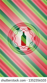 bottle icon inside christmas style badge..