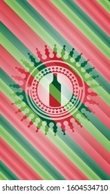 bottle icon inside christmas style badge..
