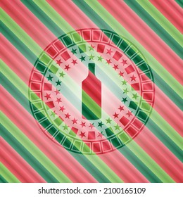 bottle icon inside christmas style badge.. 