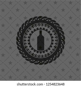 bottle icon inside dark emblem. Retro