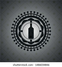 bottle icon inside dark emblem. Retro