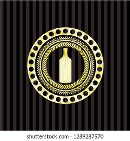 bottle icon inside gold badge or emblem