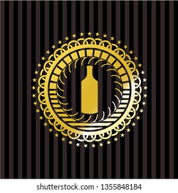 bottle icon inside gold badge or emblem