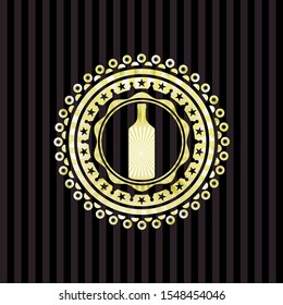 bottle icon inside gold emblem