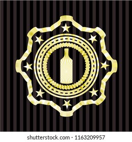 bottle icon inside golden emblem