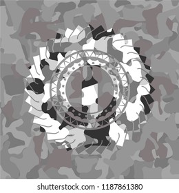 bottle icon inside grey camouflage texture