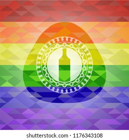bottle icon inside lgbt colors emblem 