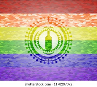 bottle icon inside lgbt colors emblem 