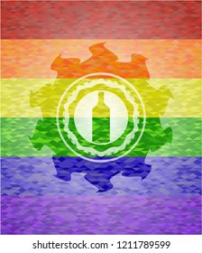 bottle icon inside lgbt colors emblem 