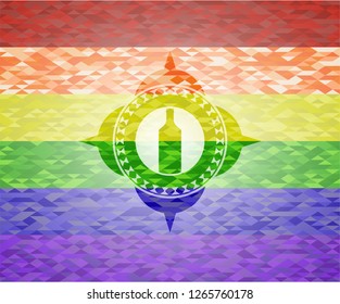 bottle icon inside lgbt colors emblem 