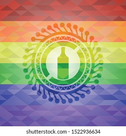 bottle icon inside lgbt colors emblem 