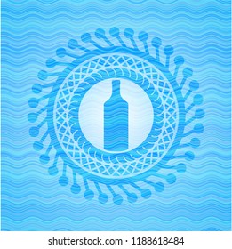 bottle icon inside light blue water style badge.