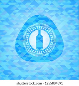 bottle icon inside light blue emblem with mosaic ecological style background bottle icon inside light blue emblem with mosaic ecological style background