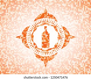 bottle icon inside orange mosaic emblem