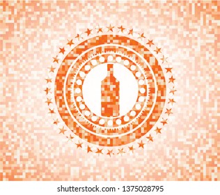 bottle icon inside orange mosaic emblem