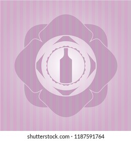 bottle icon inside pink emblem. Retro