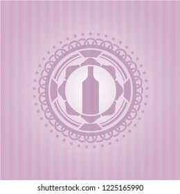bottle icon inside pink emblem. Retro