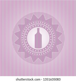 bottle icon inside pink emblem. Retro