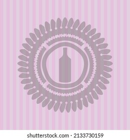 bottle icon inside pink emblem. Detailed design. 
