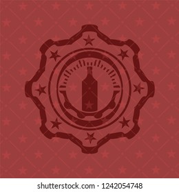 bottle icon inside realistic red emblem