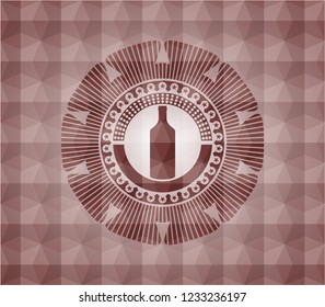 bottle icon inside red badge with geometric pattern background. Seamless.