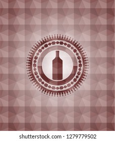 bottle icon inside red emblem with geometric pattern. Seamless.