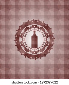 bottle icon inside red geometric pattern emblem. Seamless.
