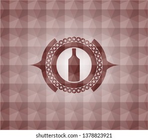 bottle icon inside red geometric emblem. Seamless.