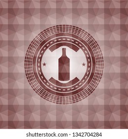 bottle icon inside red seamless geometric badge.