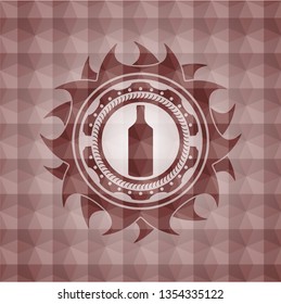 bottle icon inside red seamless geometric badge.