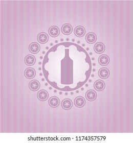 bottle icon inside retro pink emblem