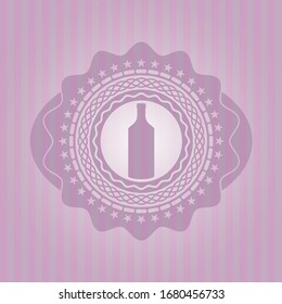 Icono de botella dentro del emblema rosa retro