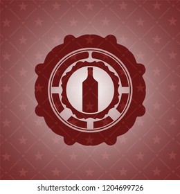 bottle icon inside retro style red emblem