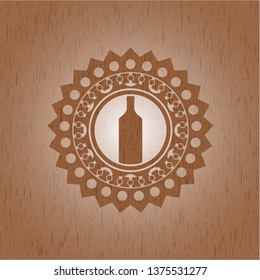 bottle icon inside retro style wooden emblem