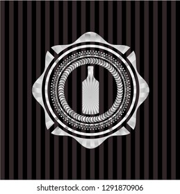 bottle icon inside silver emblem or badge