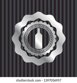 bottle icon inside silver emblem or badge