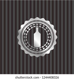 bottle icon inside silver shiny badge