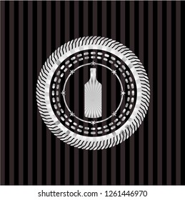 bottle icon inside silver shiny badge
