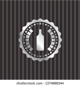 bottle icon inside silver shiny emblem
