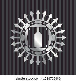 bottle icon inside silver shiny emblem