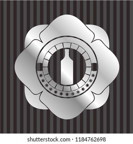 bottle icon inside silvery badge