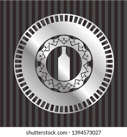bottle icon inside silvery badge
