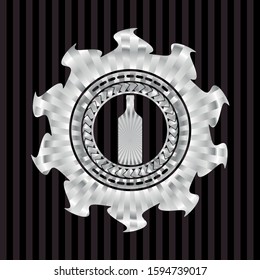 bottle icon inside silvery badge