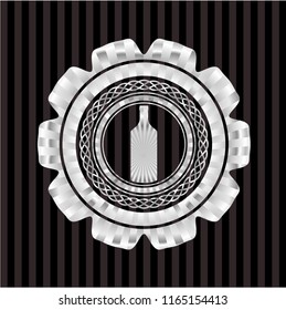 bottle icon inside silvery shiny emblem