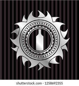 bottle icon inside silvery shiny emblem